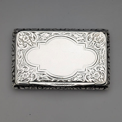 1878年 英国アンティーク 純銀製 角形スナッフボックス 50g Hillard&Thomason